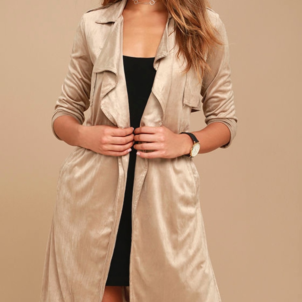 Beige Suede Trench Coat